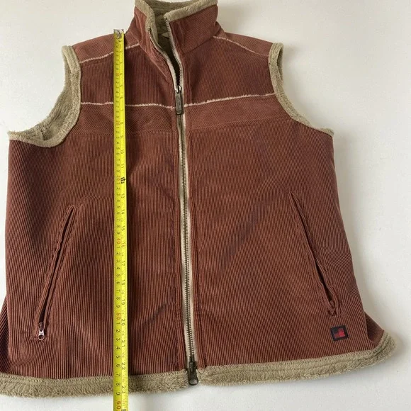 Woolrich Vest Womens M Corduroy Zip Faux Fur Lined Pockets Cinnamon color VTG? - Picture 7 of 11